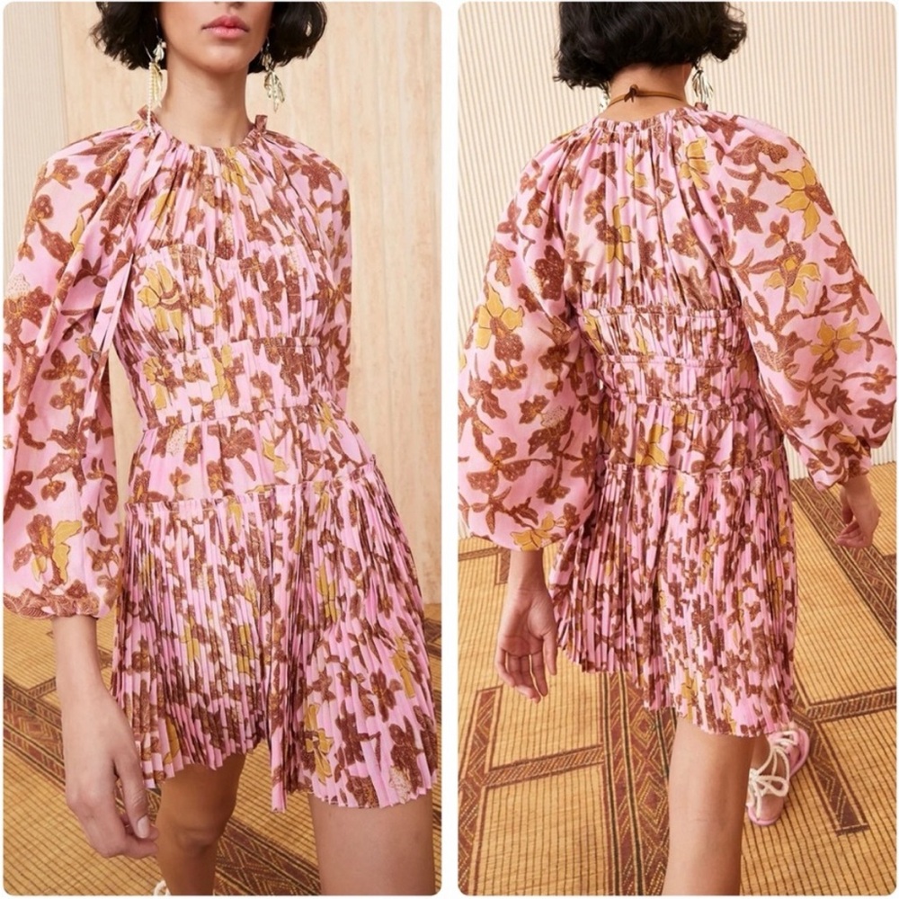 Ulla Johnson Sefia Silk Dress Pre Fall 2022 Hibiscus size 6